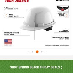 Milwaukee BOLT Red Type 1 Class E Front Brim Non-Vented Hard Hat with 4 Point Ratcheting Suspension