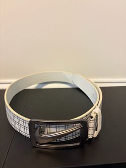 Nike golf Men’s Leather Belt White Grid Pattern