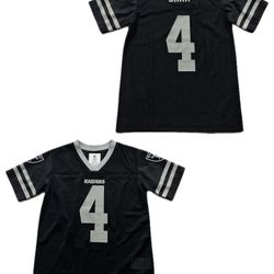 Las Vegas Raiders #4 Carr Black Jersey Boys Youth 2T,3T,XS,L,XL & 2XL New