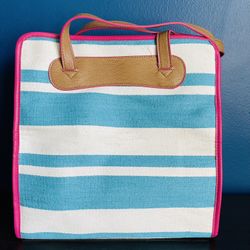 New blue and white striped large rectangular beach bag, fresh and easy to match, large capacity