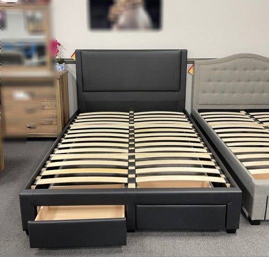 Brand New King Size Black Leather Storage Bed Frame (New In Box) 