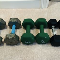 Weighs/dumbells- 25, 20 and 15 Lbs 