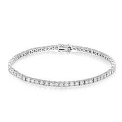 Women's 14K White Gold 2.88 Carat Total Weight Brilliant Diamond 7.0 GR Tennis Bracelet.