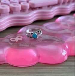 Silver Ring with Blue Opal Stone