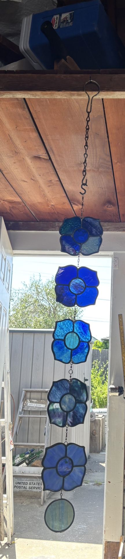 36 Inch Long 5 Flower Stained Glass