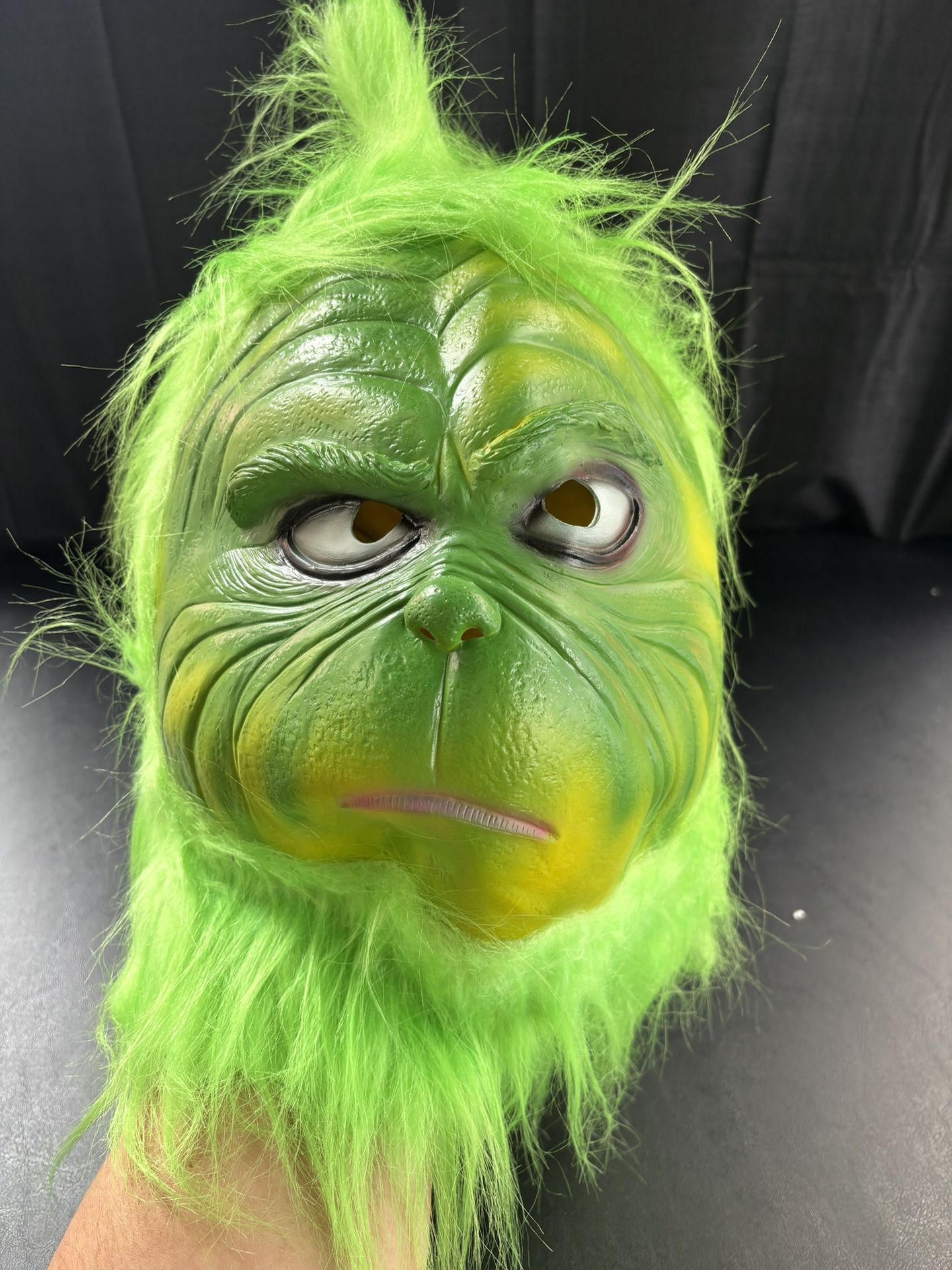 The Grinch Mask Costume with Green Furry Fur for Christmas Cosplay Party