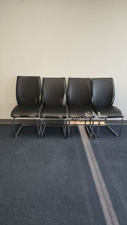 MOVING SALE: 4 Black Leather Chairs (As-Is) - $10 for all