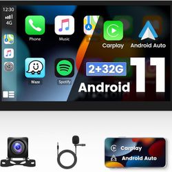 10.1 Inch Android 11 Double Din Car Stereo with Apple CarPlay and Android Auto Touchscreen Wireless Bluetooth Car Radio with Navigation Backup Camera 