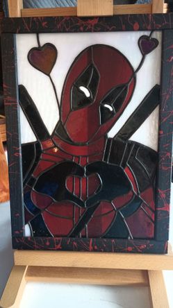 Deadpool Custom Made Stained Glass Art OBO