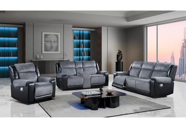 Sophisticated style w/generously padded 2 Tone Recliner set w/Cup holders
