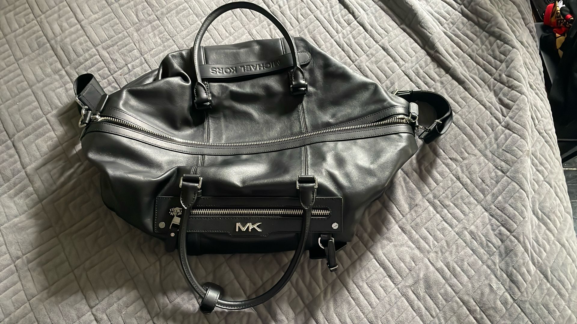 Varick Black Leather Duffel Bag