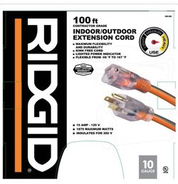 Ridgid Contractor Grade Indoor/Outdoor 100ft. Cord 