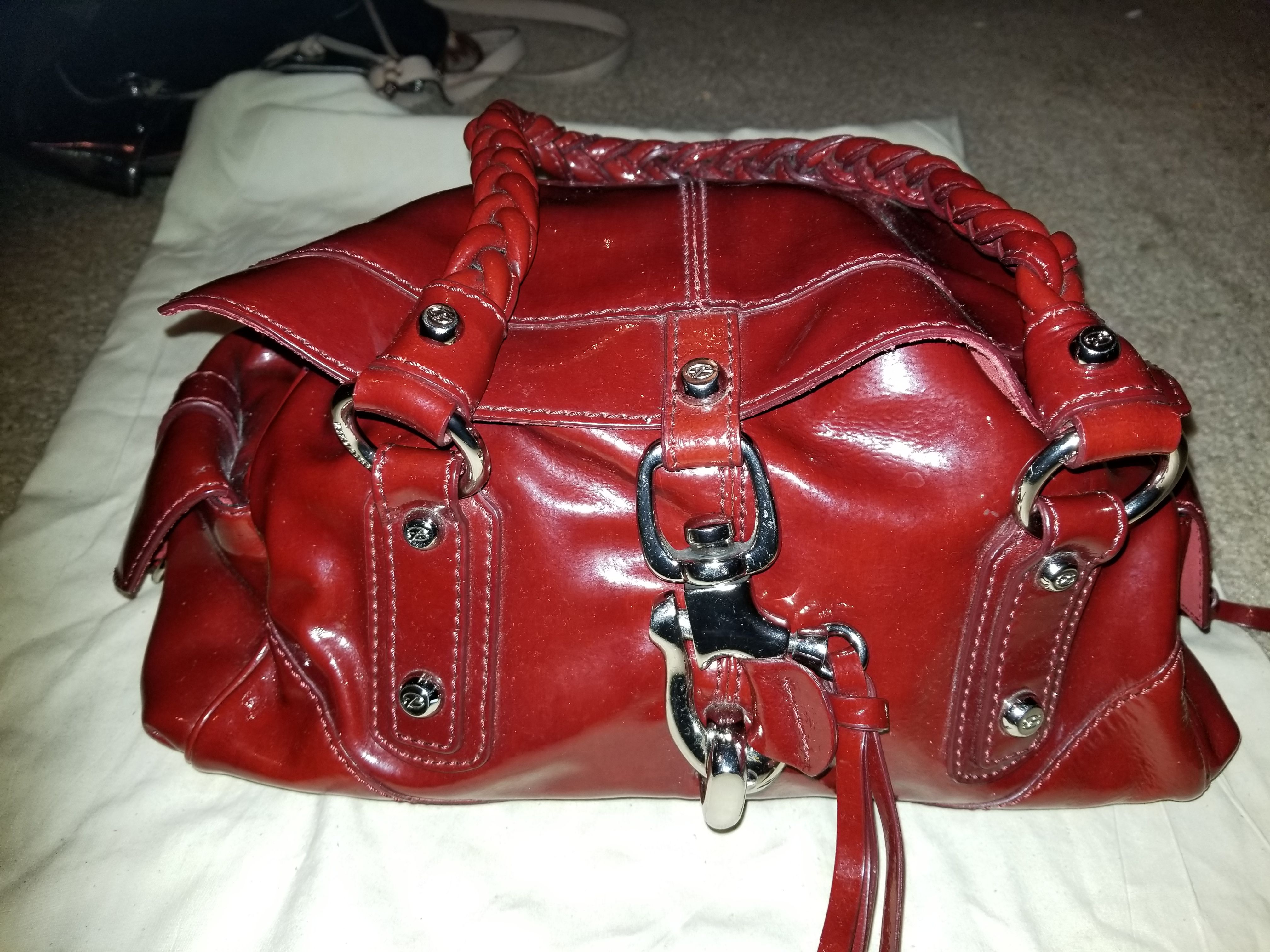 Red leather Francesco Biasia tote