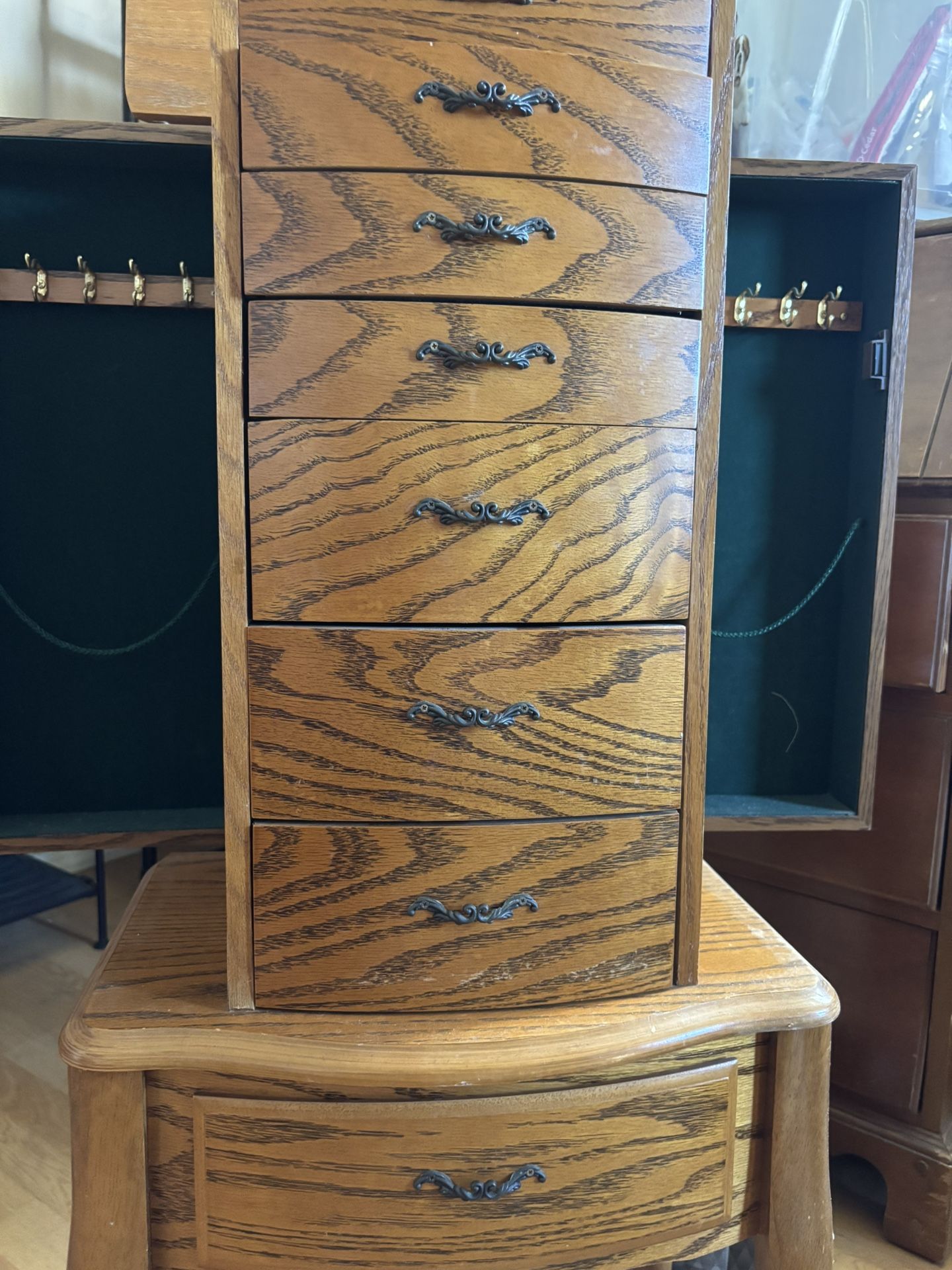 Oak jewelry armoire