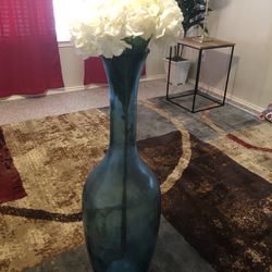 Blue Glass Decorative Vase
