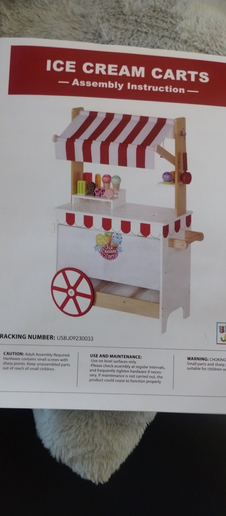 Kids Wooden Ice Cream Cart