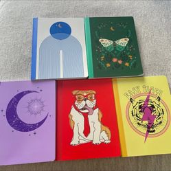 SET OF 8 Notebooks Lined Colorful School Art Writing Journal Design New