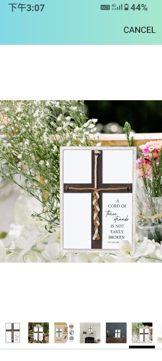 A Cord of Three Strands Wedding Sign 15"X10" Braid for Wedding Ceremony Ideas Wood Frame for Couple Anniversary Religious Christian Marriage Gifts Dec