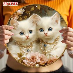 Vintage Floral Cat Metal Wall Plaque