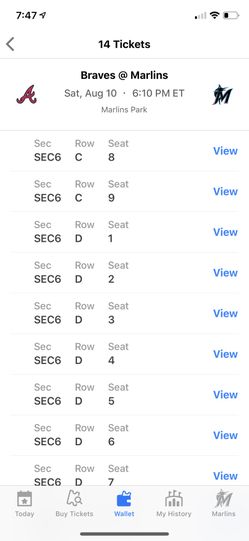 3 Marlins vs Braves tickets