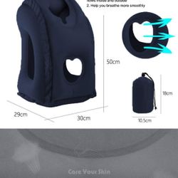 Inflatable Travel Pillow for Airplane, Inflatable Neck Air Pillow for Sleeping(Blue)