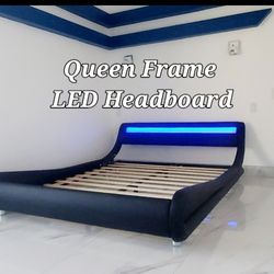 Queen Brand New Bed Frame Multi Color Headboard with Remote
