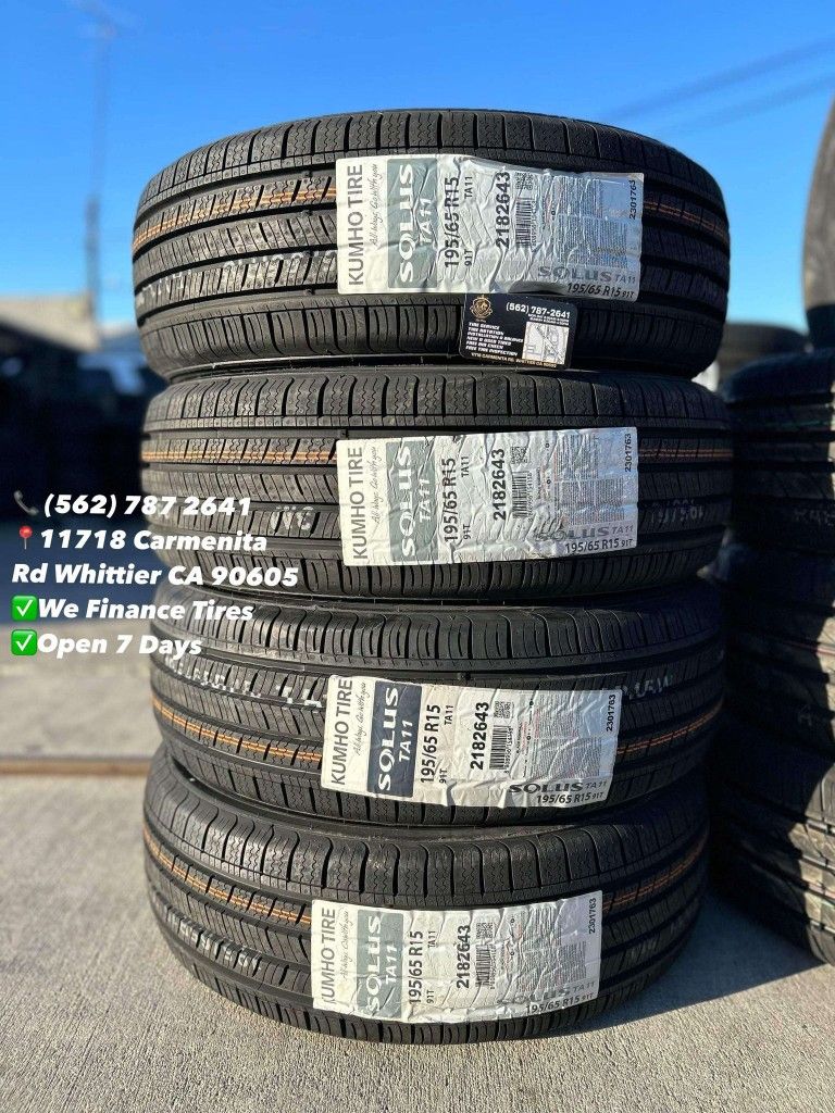 195/65R15 Kumho Solus New Set of Tires Installed and Balanced Set de Llantas Nuevas Instaladas y Balanceadas