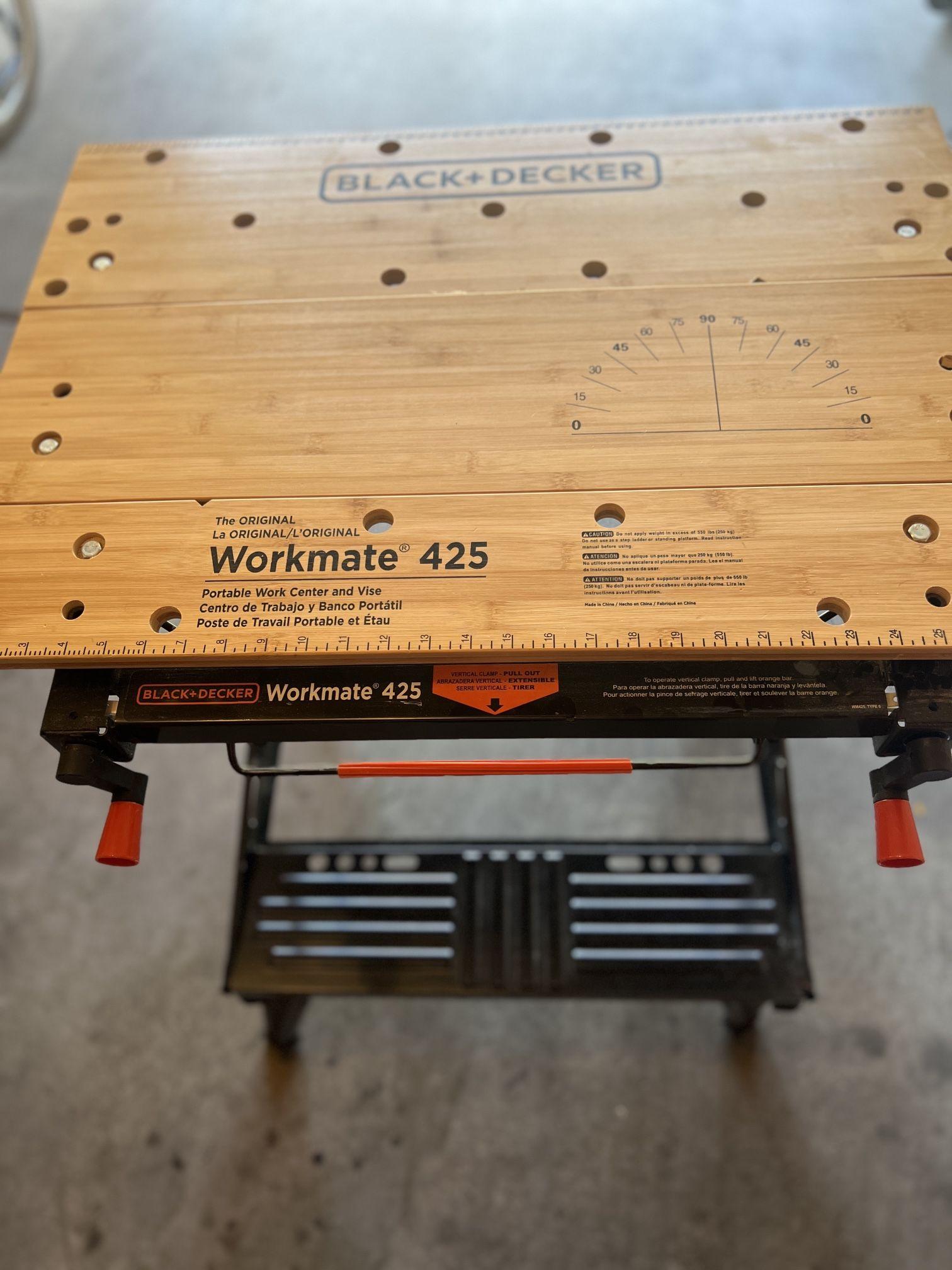 BLACK+DECKER Portable Workbench, Workmate Folding Workbench, 550 lb. Capacity with Clamps for Woodworking (WM425-A) 