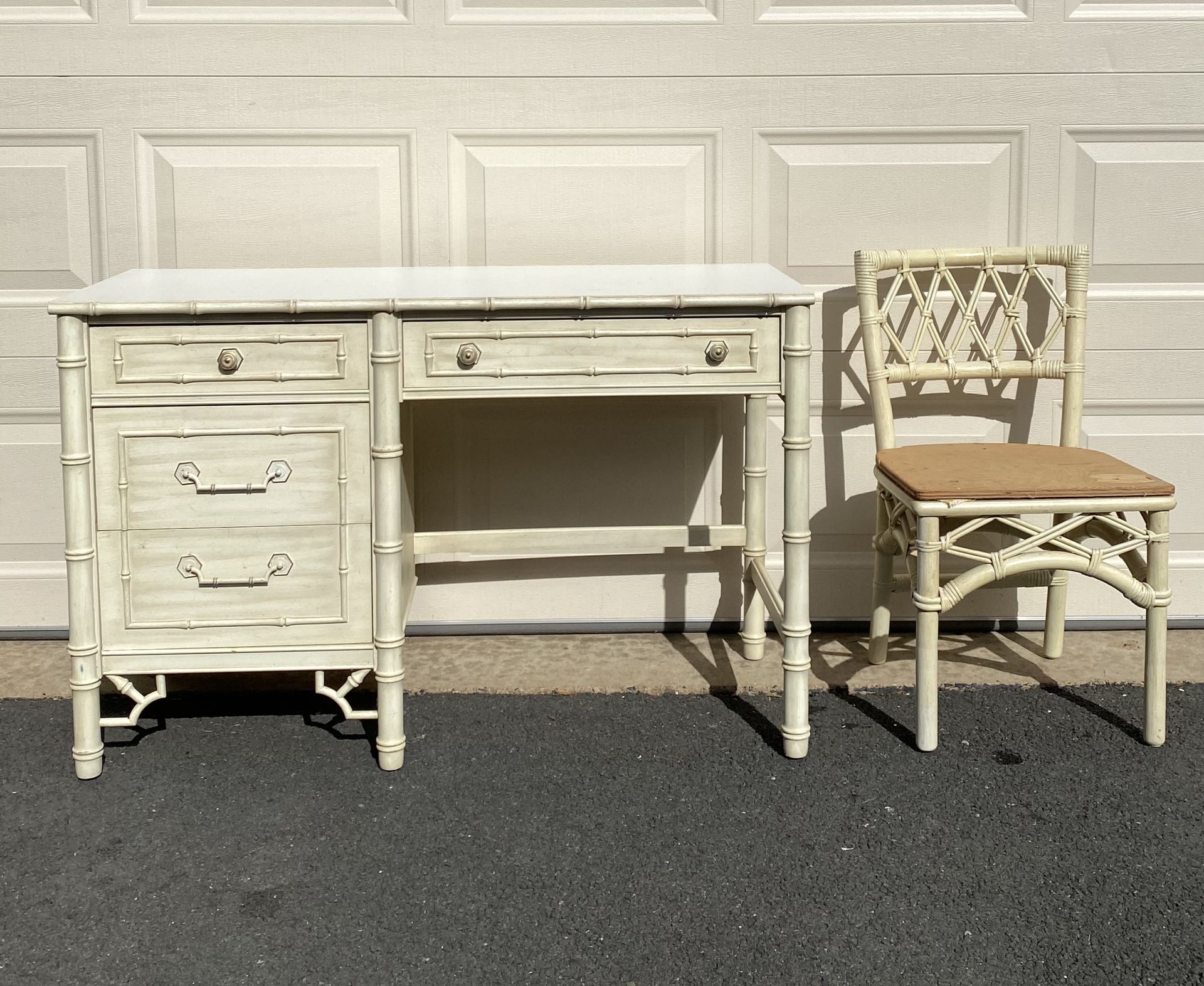 Thomasville Allegro Faux Bamboo Desk & Chair