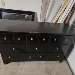 Black Dresser With Attached Mirror And 1 Night Stand