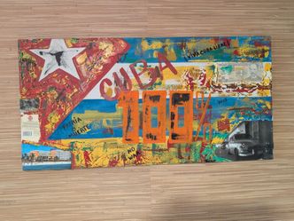 Cuba 100% Mixed Media Canvas Painting (15" x 30")
