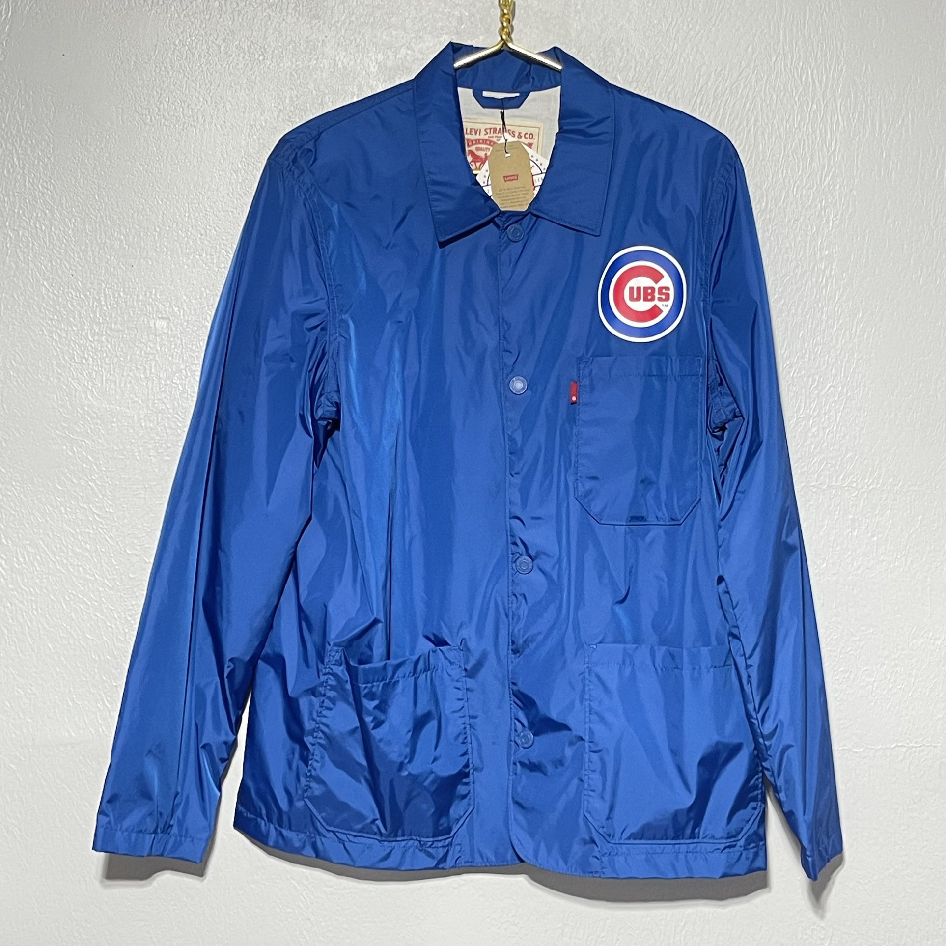 NEW Chicago Cubs MLB Levi's Club Coat Jacket Blue Mens Size Medium Windbreaker