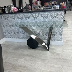 Glass And Mirror Console Table