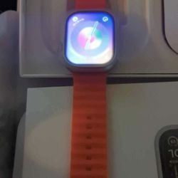 NEW Apple Watch Ultra 2 Titanium Case Orange Sea Breeze Band