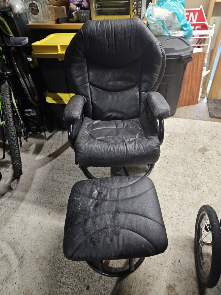 Black Reclining Rocking Chair With Foot Stool