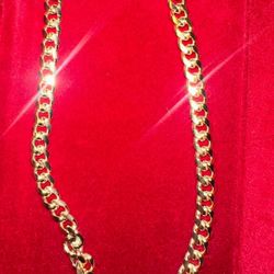 925 Sterling Silver Gold Posted Cuban Link Chain 