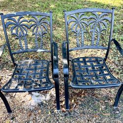 Metal Patio Chairs, Palm Tree Design, Set Of 2