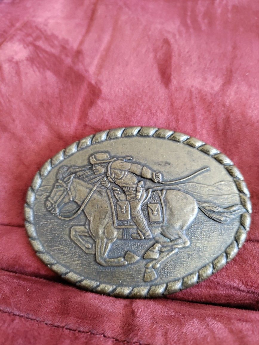 Collectibles.1981 Vintage"Pony Express Rider" Mervyn's Commemorative  Belt Buckle