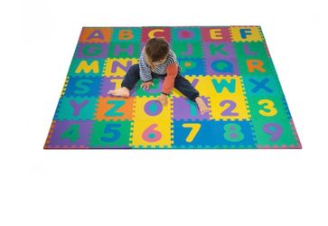 Toy Time 96-Piece Alphabet Foam Puzzle- Pop-Out Letters and Numbers- Floor Playmat for Kids, Toddlers an...