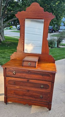 Antique Victorian Oak Dresser with Mirror c.1880