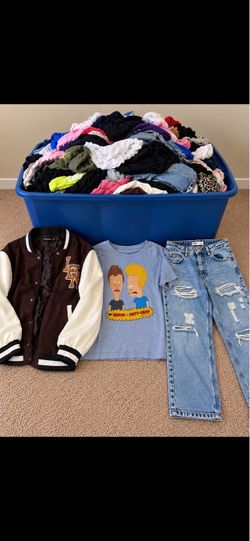 75+ Pc Clothing Reseller Lot + Large Storage Bin