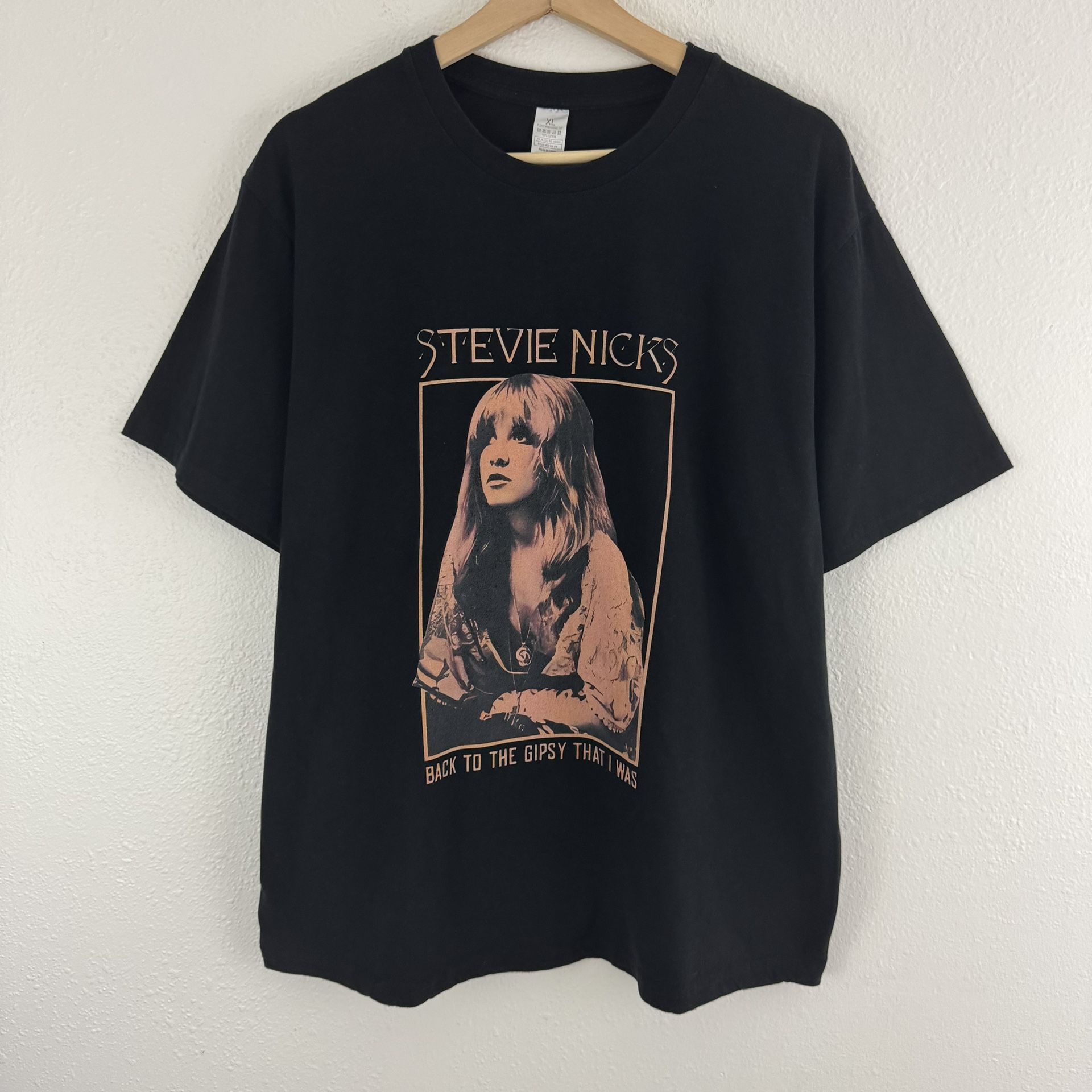 STEVIE NICKS Black Brown Back To The Gipsy I Was Short Sleeve Graphic Band Tee