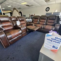 New Leather Sofa Loveseat In Box- Shop Now Pay Later