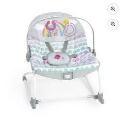Bright Starts Rosy Rainbow Infant to Toddler Baby Rocker with Vibrations Newborn Unisex