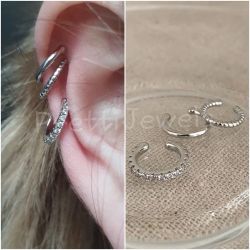 New Unworn 3pc Clip On Ear Cuff Rings