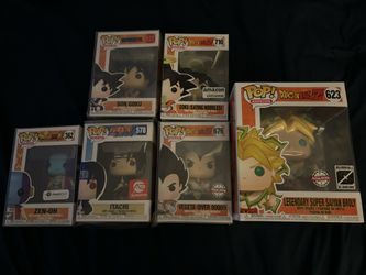 Broly, Goku, Vegeta, Zen-Oh, And Itachi Funko Pops