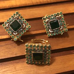 Green studs with ring