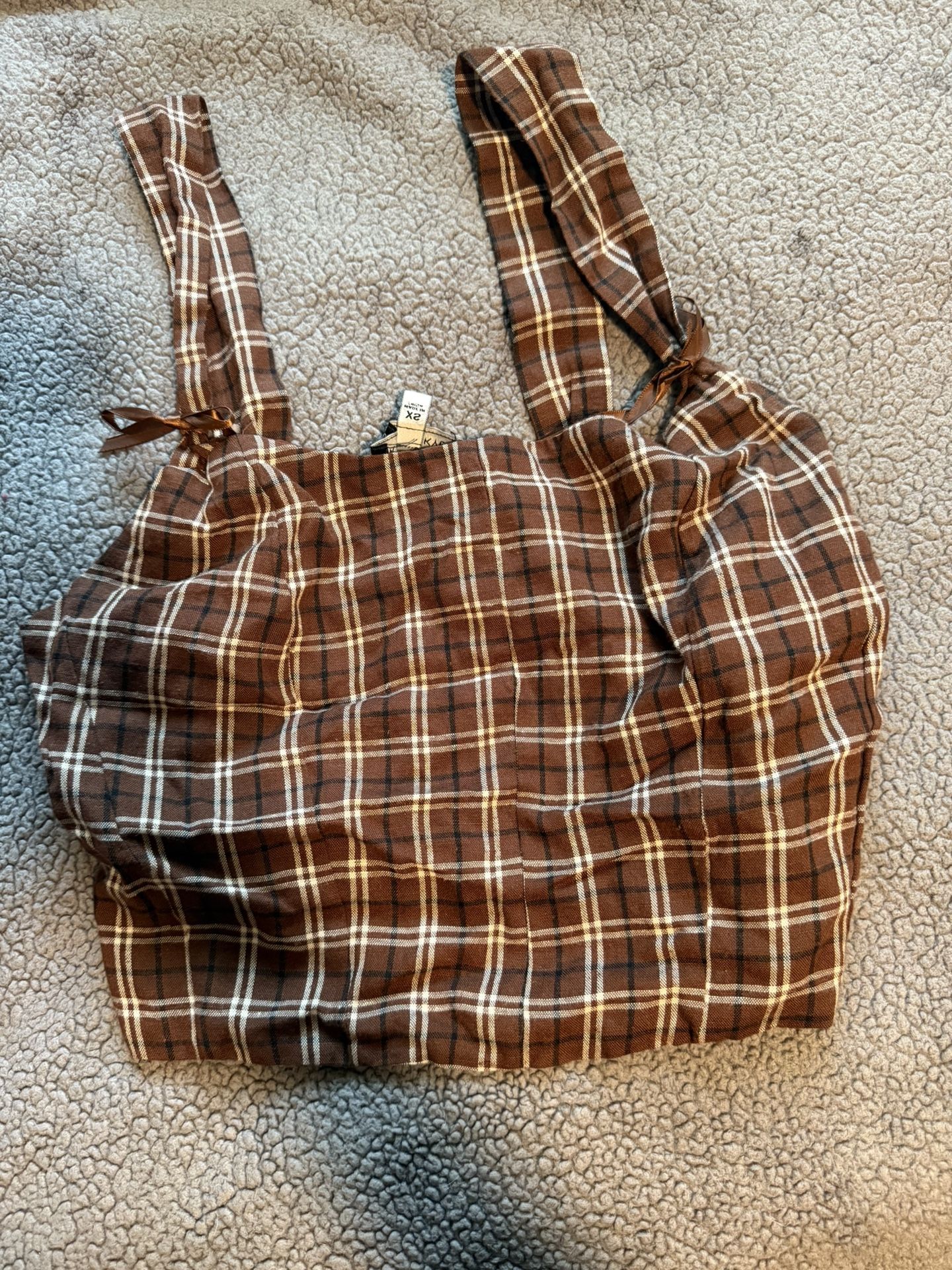 Pacsun cropped brown plaid tank