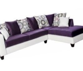 Purple and white living room furniture sectional