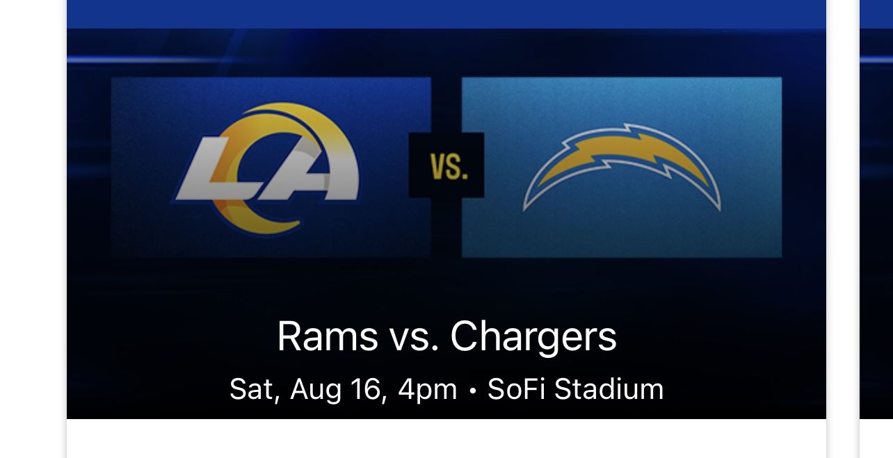 Rams vs Chargers 2 Tickets